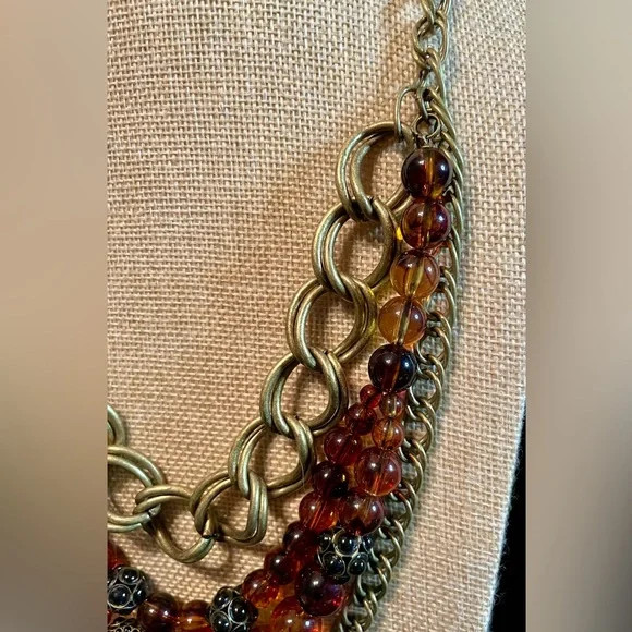 🍀Talbots Multi-Layered Gold and Brown Necklace - Picture 5 of 7